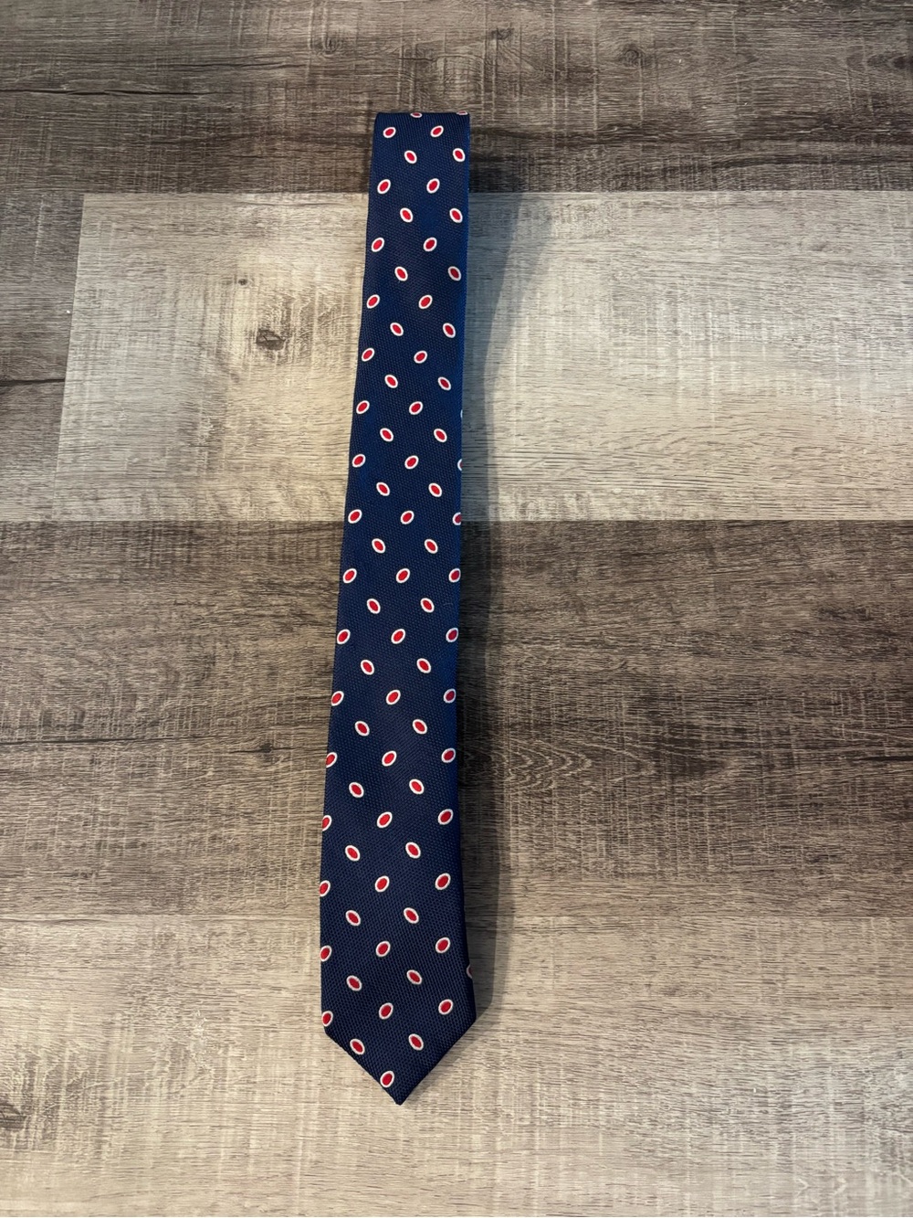 Black Brown 1826 Navy Tie with Red and White Dot Accents
